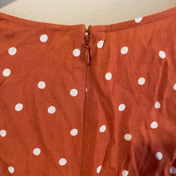 NEW! ASOS Warehouse Wrap Midi Dress Orange Polka Dot - Picture 9 of 9